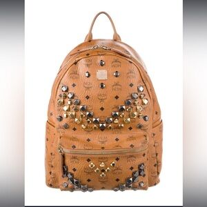 MCM Cognac Studded Backpack